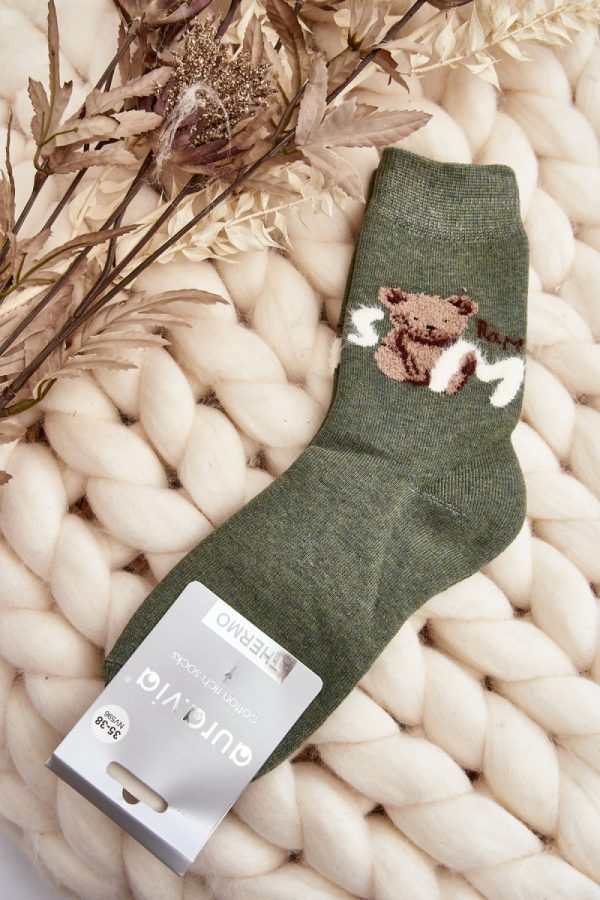 Green Socks in Hosiery, Legwear, Stockings And Tights For Women with Cotton, Spandex and Polyamide
