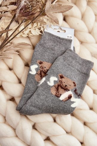 Grey Socks in Hosiery, Legwear, Stockings And Tights For Women with Cotton, Spandex and Polyamide