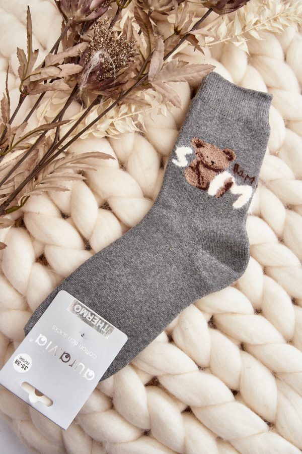 Grey Socks in Hosiery, Legwear, Stockings And Tights For Women with Cotton, Spandex and Polyamide