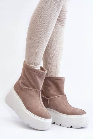 Beige Buskin Boots in Women`s Ankle Boots & Booties with Fabric, Warmers, Footbed, Upper Height, Heel Height and Platform Height