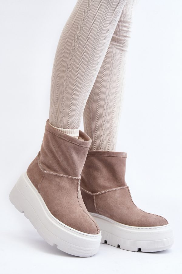 Beige Buskin Boots in Women`s Ankle Boots & Booties with Fabric, Warmers, Footbed, Upper Height, Heel Height and Platform Height