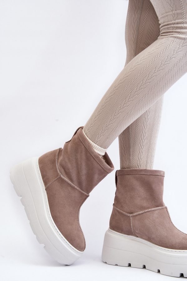Beige Buskin Boots in Women`s Ankle Boots & Booties with Fabric, Warmers, Footbed, Upper Height, Heel Height and Platform Height