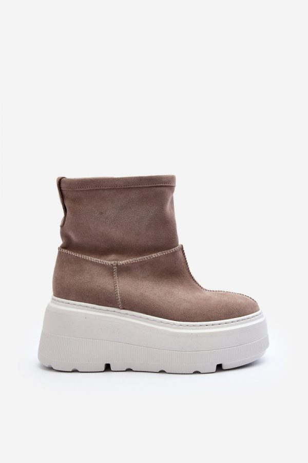 Beige Buskin Boots in Women`s Ankle Boots & Booties with Fabric, Warmers, Footbed, Upper Height, Heel Height and Platform Height