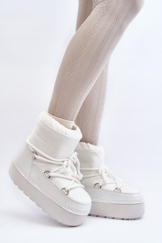 1012904.jpg White Snow Boots in Women`s Ankle Boots & Booties with Fabric, Warmers, Footbed, Upper Height and Platform Height