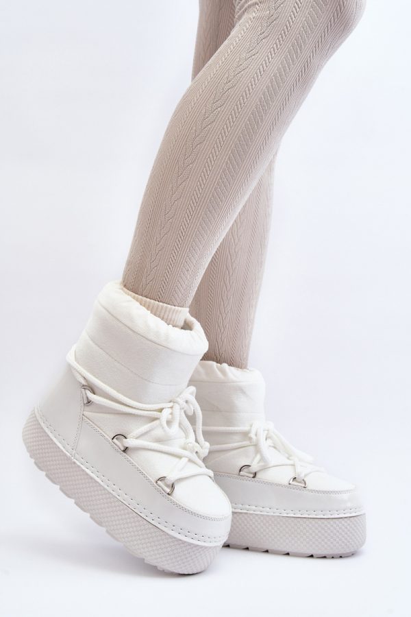 White Snow Boots in Women`s Ankle Boots & Booties with Fabric, Warmers, Footbed, Upper Height and Platform Height