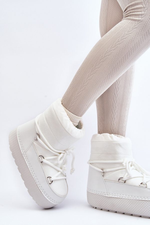 White Snow Boots in Women`s Ankle Boots & Booties with Fabric, Warmers, Footbed, Upper Height and Platform Height