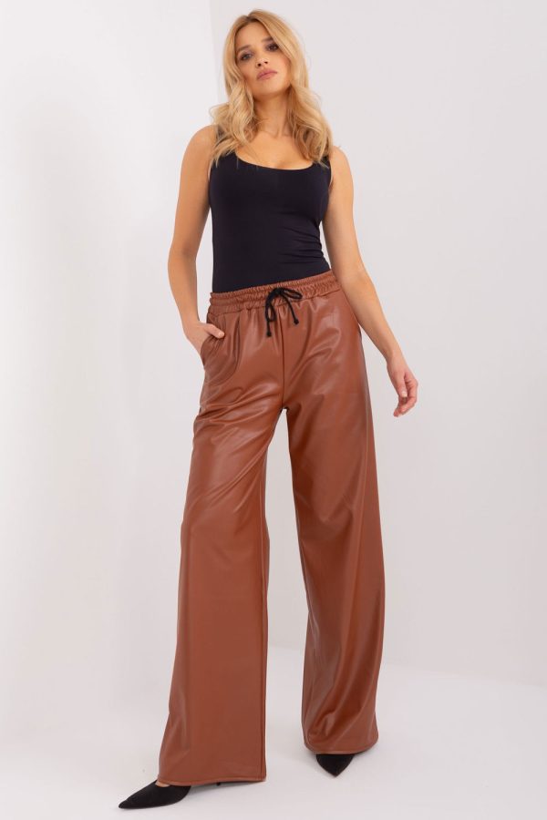 Brown Trousers in Casual Pants For Women with Spandex and Polyester