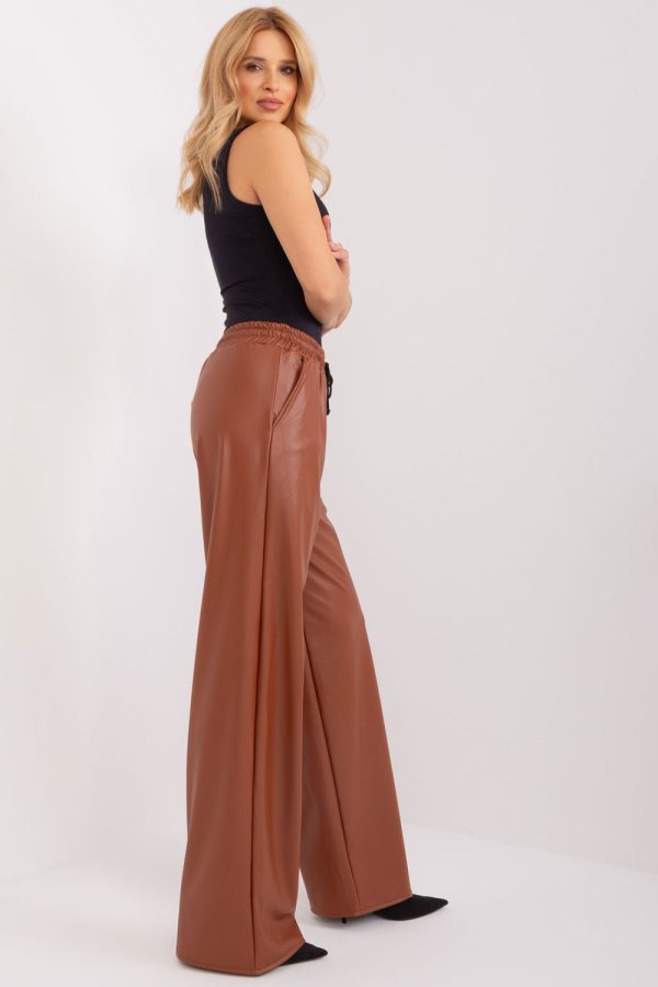 Brown Trousers in Casual Pants For Women with Spandex and Polyester