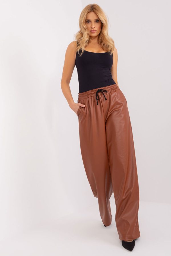 Brown Trousers in Casual Pants For Women with Spandex and Polyester