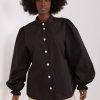 Black Long Sleeve Shirt in Shirts For Women with Cotton and Spandex