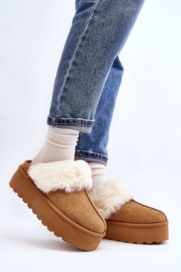 Brown Slippers in Slippers For Women with Fabric, Warmers, Footbed and Platform Height