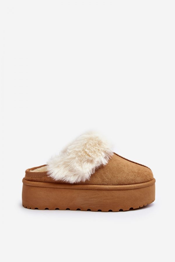Brown Slippers in Slippers For Women with Fabric, Warmers, Footbed and Platform Height