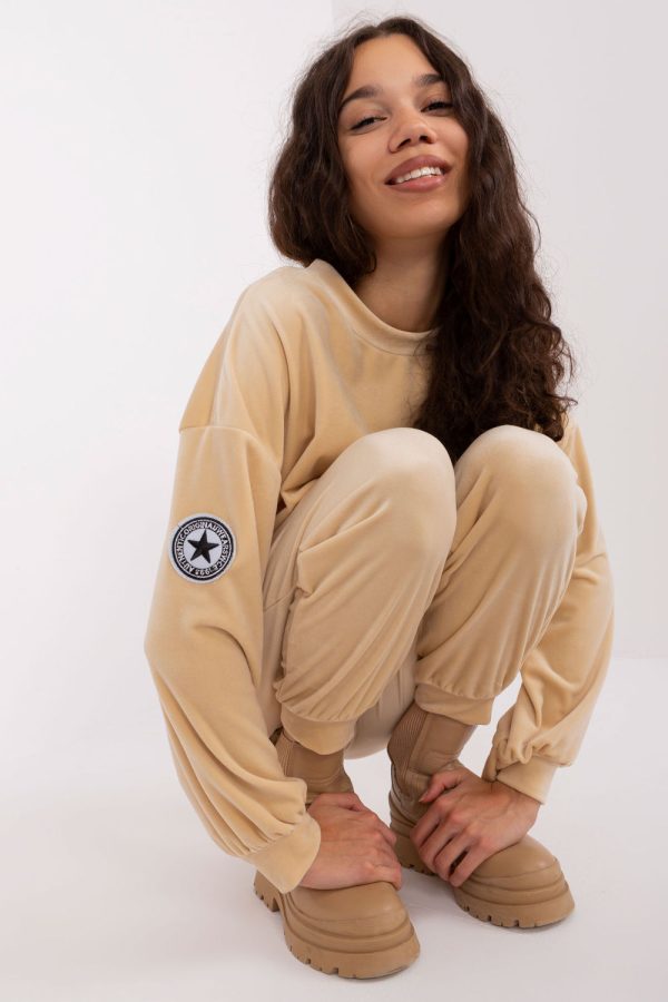 Beige Set in Pants, Trousers, Shorts with Spandex and Polyester