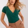 Green Blouse in Women`s Blouses, Tunics with Cotton and Spandex