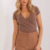 Brown Blouse in Women`s Blouses, Tunics with Cotton and Spandex