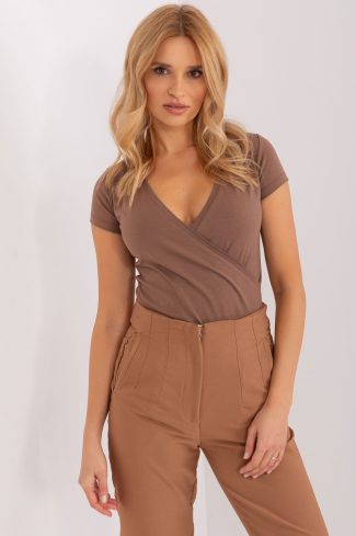 Brown Blouse in Women`s Blouses, Tunics with Cotton and Spandex