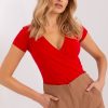 Red Blouse in Women`s Blouses, Tunics with Cotton and Spandex