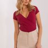 Red Blouse in Women`s Blouses, Tunics with Cotton and Spandex