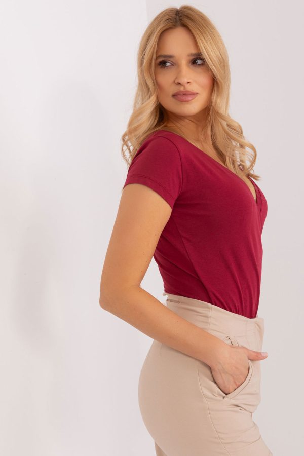 Red Blouse in Women`s Blouses, Tunics with Cotton and Spandex