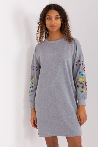 Grey Daydress in Day Dresses with Cotton and Spandex