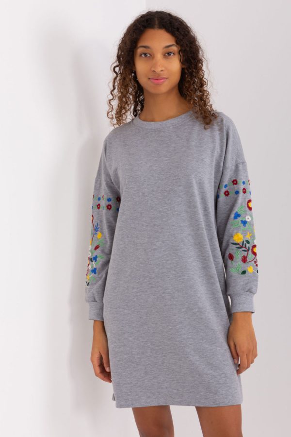 Grey Daydress in Day Dresses with Cotton and Spandex