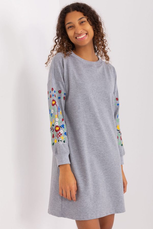 Grey Daydress in Day Dresses with Cotton and Spandex