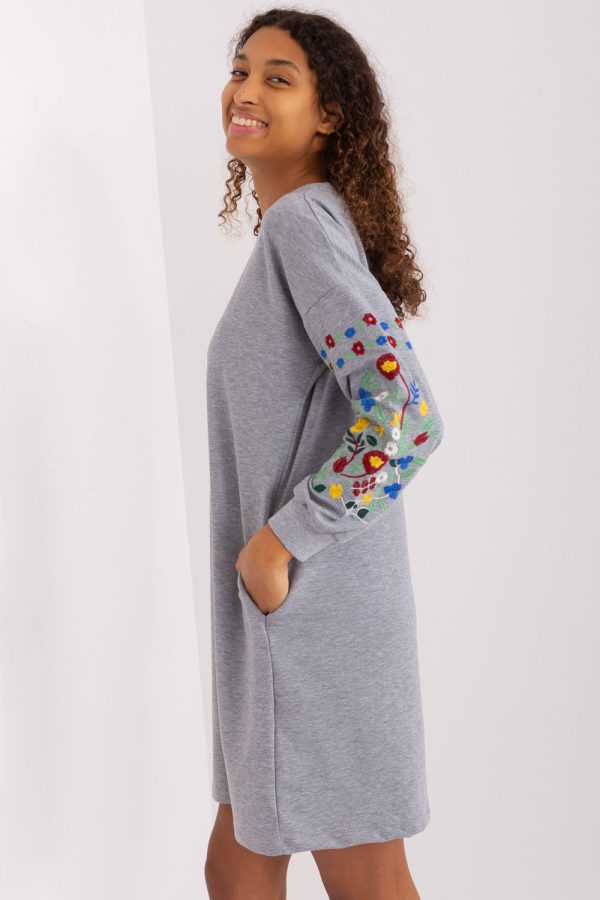 Grey Daydress in Day Dresses with Cotton and Spandex