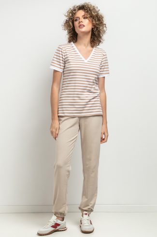 Beige Blouse 5 in Cotton and Spandex