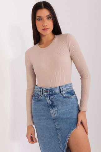 Beige Blouse in Women`s Blouses, Tunics with Cotton and Spandex