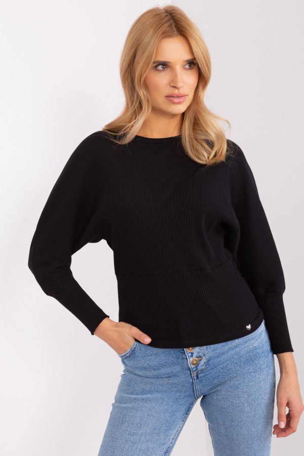 Black Blouse in Women`s Blouses, Tunics with Cotton and Spandex