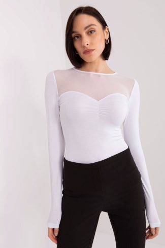 White Blouse in Women`s Blouses, Tunics with Spandex and Viscose
