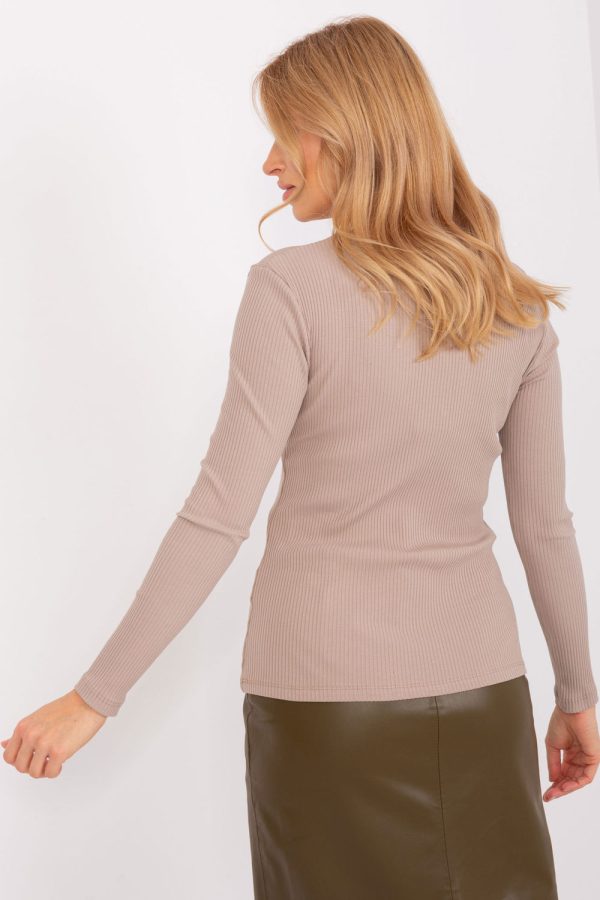 Beige Blouse in Women`s Blouses, Tunics with Cotton and Spandex
