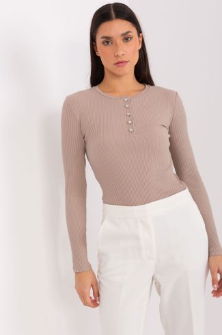 Beige Blouse in Women`s Blouses, Tunics with Cotton and Spandex