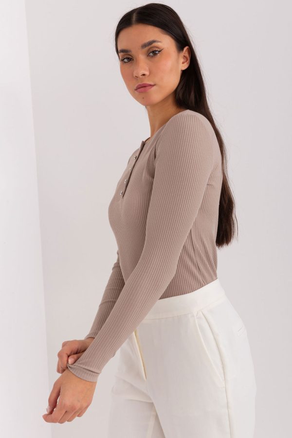 Beige Blouse in Women`s Blouses, Tunics with Cotton and Spandex