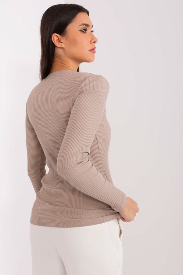 Beige Blouse in Women`s Blouses, Tunics with Cotton and Spandex