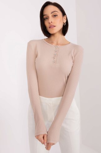 Beige Blouse in Women`s Blouses, Tunics with Cotton and Spandex