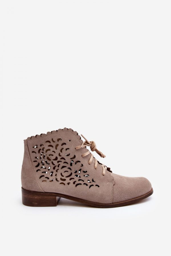 Beige Boots in Women`s Ankle Boots & Booties with Fabric, Footbed and Upper Height