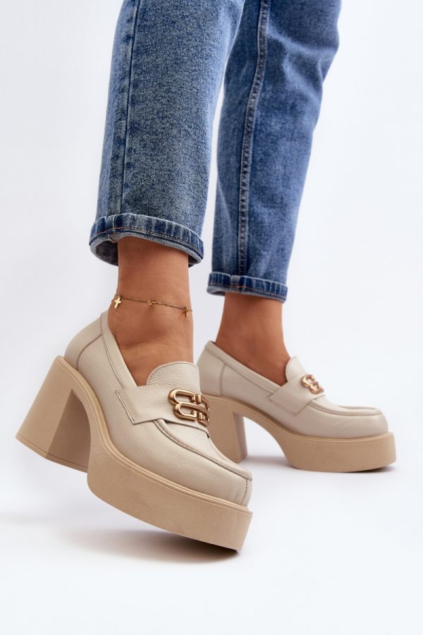Beige Heeled Low Shoes in Women`s Ankle Boots & Booties with Fabric, Footbed, Upper Height, Heel Height and Platform Height