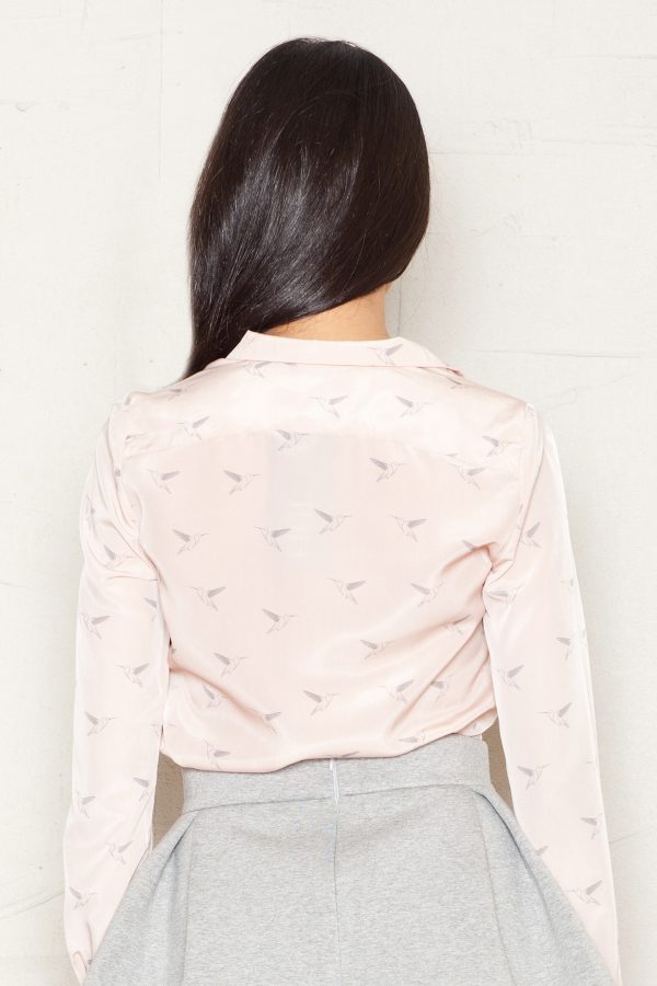 Pink Long Sleeve Shirt in Shirts For Women with Polyester