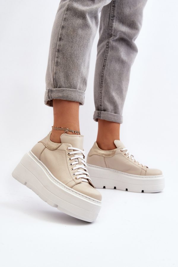 Beige Sport Shoes in Women`s Athletic Shoes, Trainers, Sneakers with Fabric, Footbed, Upper Height, Heel Height and Platform Height