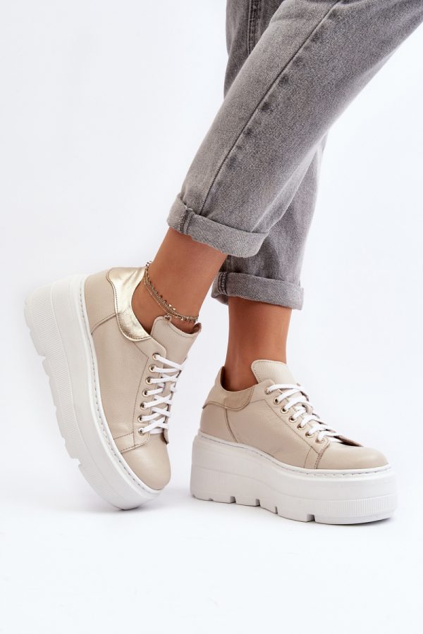 Beige Sport Shoes in Women`s Athletic Shoes, Trainers, Sneakers with Fabric, Footbed, Upper Height, Heel Height and Platform Height