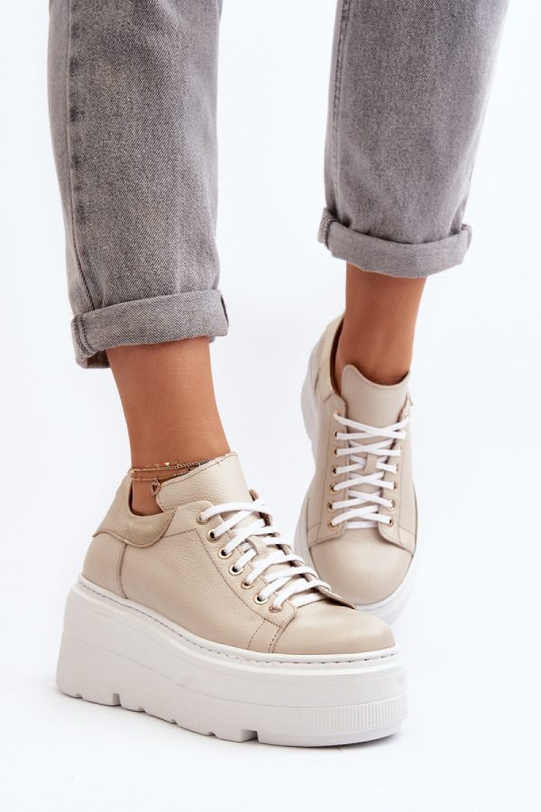 Beige Sport Shoes in Women`s Athletic Shoes, Trainers, Sneakers with Fabric, Footbed, Upper Height, Heel Height and Platform Height