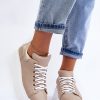 Beige Sport Shoes in Women`s Athletic Shoes, Trainers, Sneakers with Fabric, Footbed, Upper Height and Platform Height
