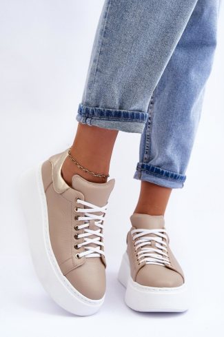 Beige Sport Shoes in Women`s Athletic Shoes, Trainers, Sneakers with Fabric, Footbed, Upper Height and Platform Height