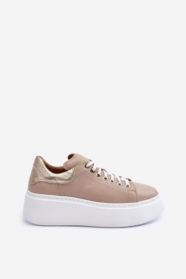 Beige Sport Shoes in Women`s Athletic Shoes, Trainers, Sneakers with Fabric, Footbed, Upper Height and Platform Height