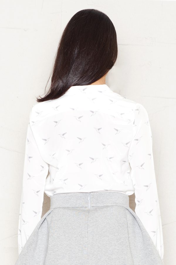 Beige Long Sleeve Shirt in Shirts For Women with Polyester