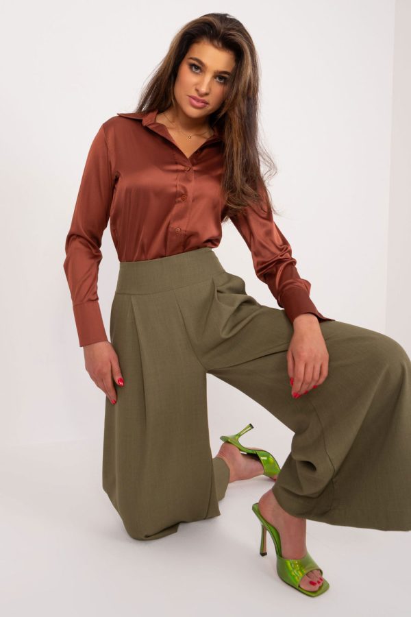 Green Culottes in Pants, Trousers, Shorts with Spandex and Polyester