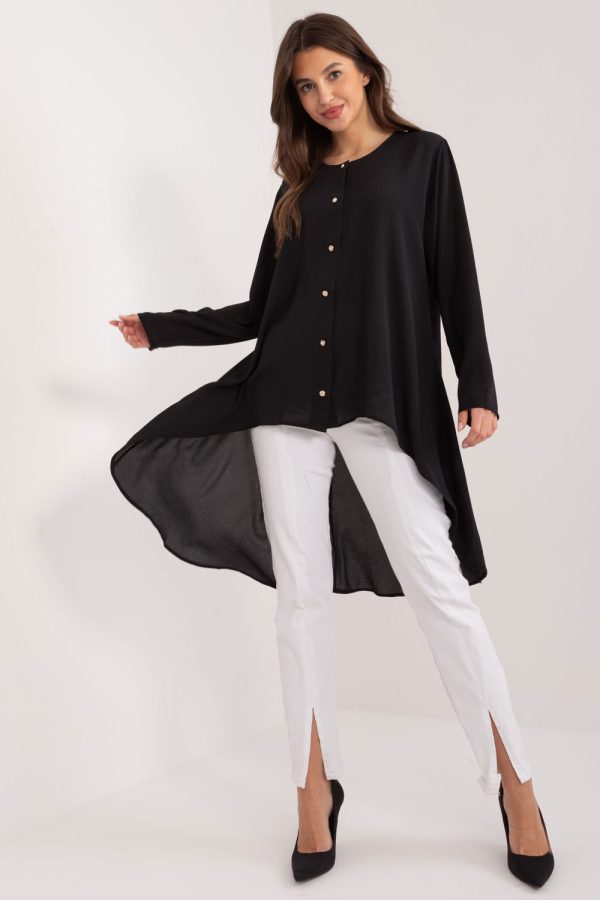 Black Long Sleeve Shirt in Shirts For Women with Cotton, Spandex and Polyester