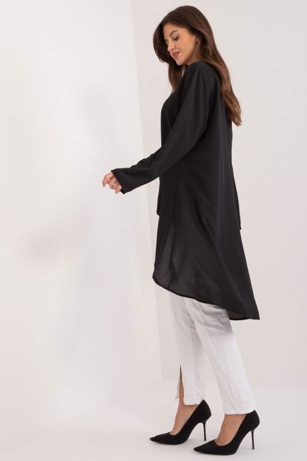 Black Long Sleeve Shirt in Shirts For Women with Cotton, Spandex and Polyester