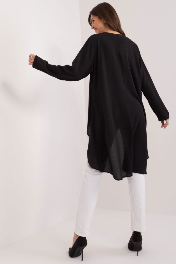 Black Long Sleeve Shirt in Shirts For Women with Cotton, Spandex and Polyester